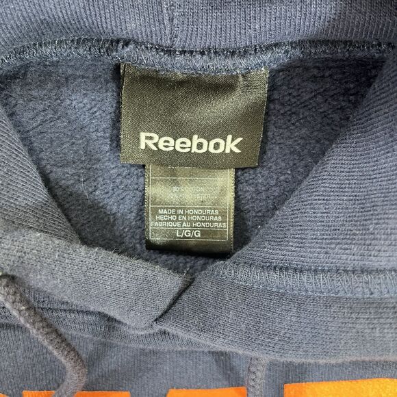 Chicago Bears Hoodie Mens Large L Blue Reebok Pullover Pocket Y2K NFL READ - Picture 4 of 9